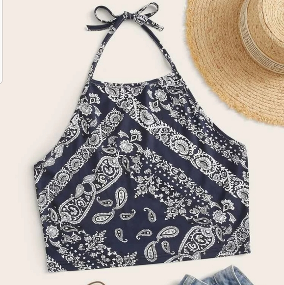 Nikkiwallflower Tops - Bandana Crop Top